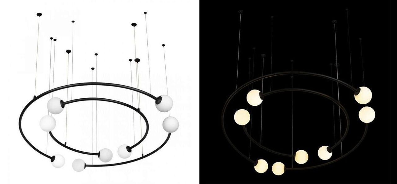 Дизайнерская Модульная Люстра PLANETARY two rings Black 100 см 40.5692