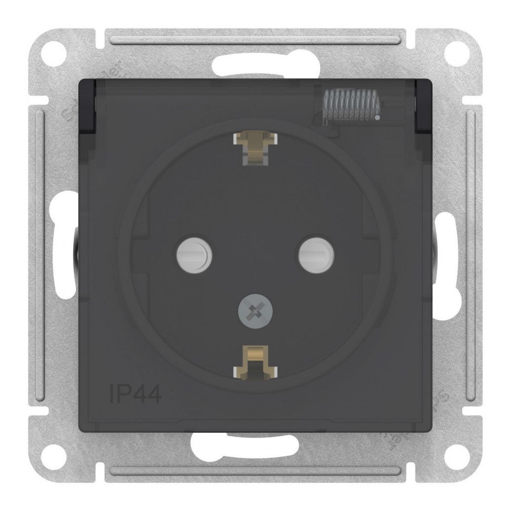 Розетка IP44 Systeme Electric ATLASDESIGN AQUA, скрытый монтаж, с заземлением, с крышкой, со шторкам