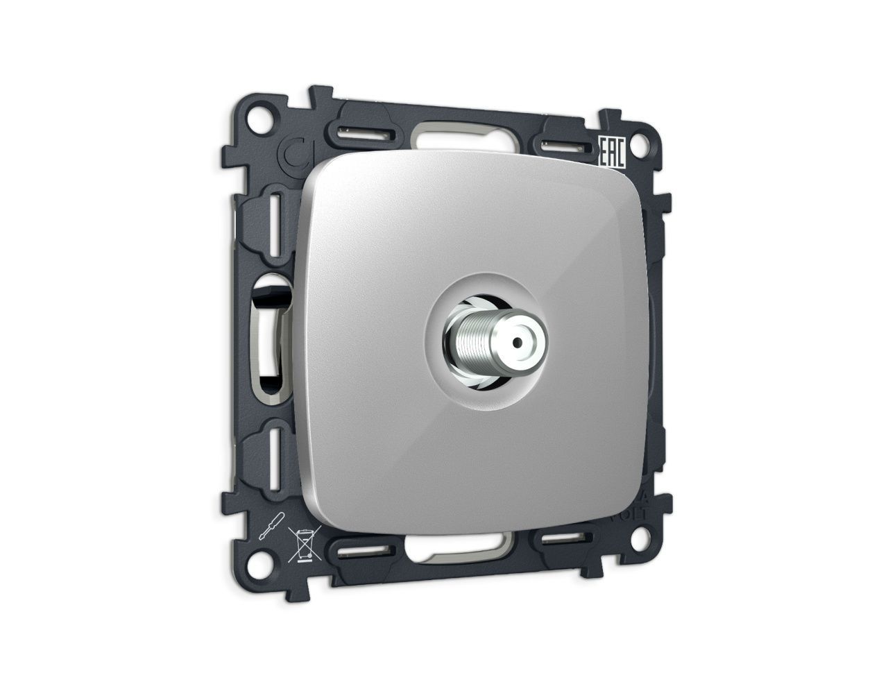 Комплект механизма TV розетки SAT 5-2400MHz 3.5dB OMEGA MO413050 Серебро глянец QUANT