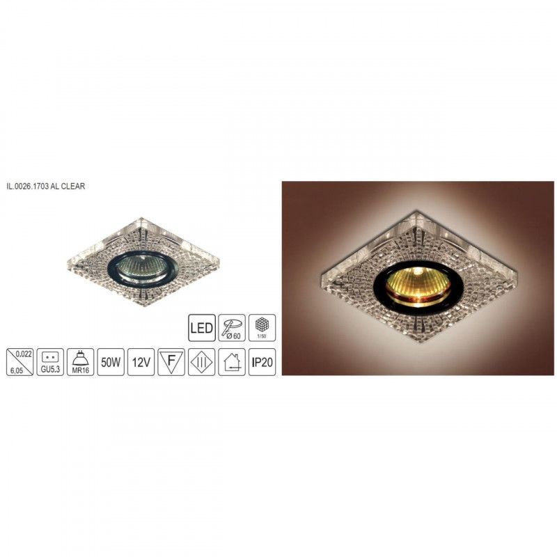 Светильник MR16+LED встраиваемый AL/CLEAR 35Вт+LED 3Вт IMEX IL.0026.1703