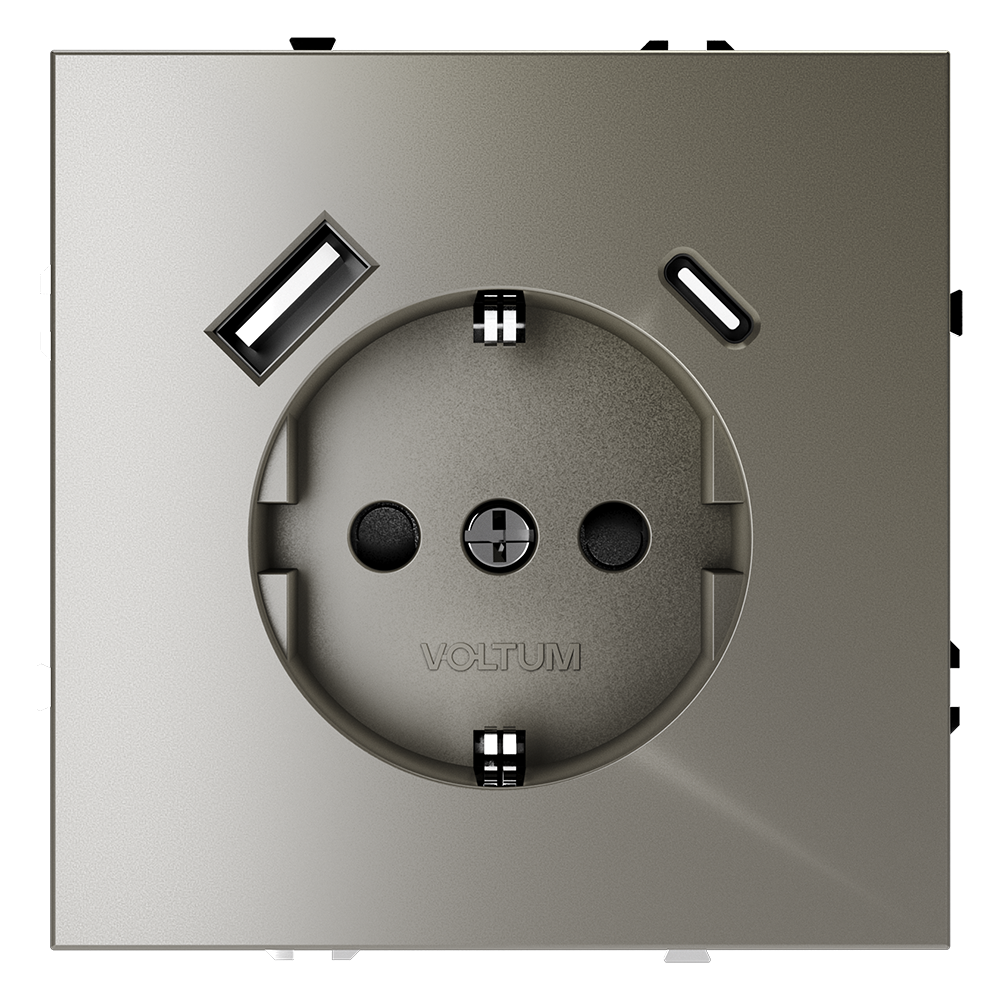 Розетка встраиваемая VOLTUM S70 с заземлением и защитными шторками VLS040504