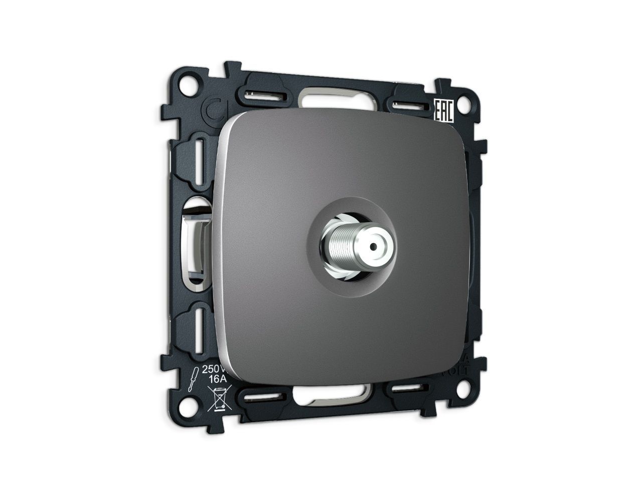 Комплект механизма TV розетки SAT 5-2400MHz 3.5dB OMEGA MO663050 Антрацит серый QUANT