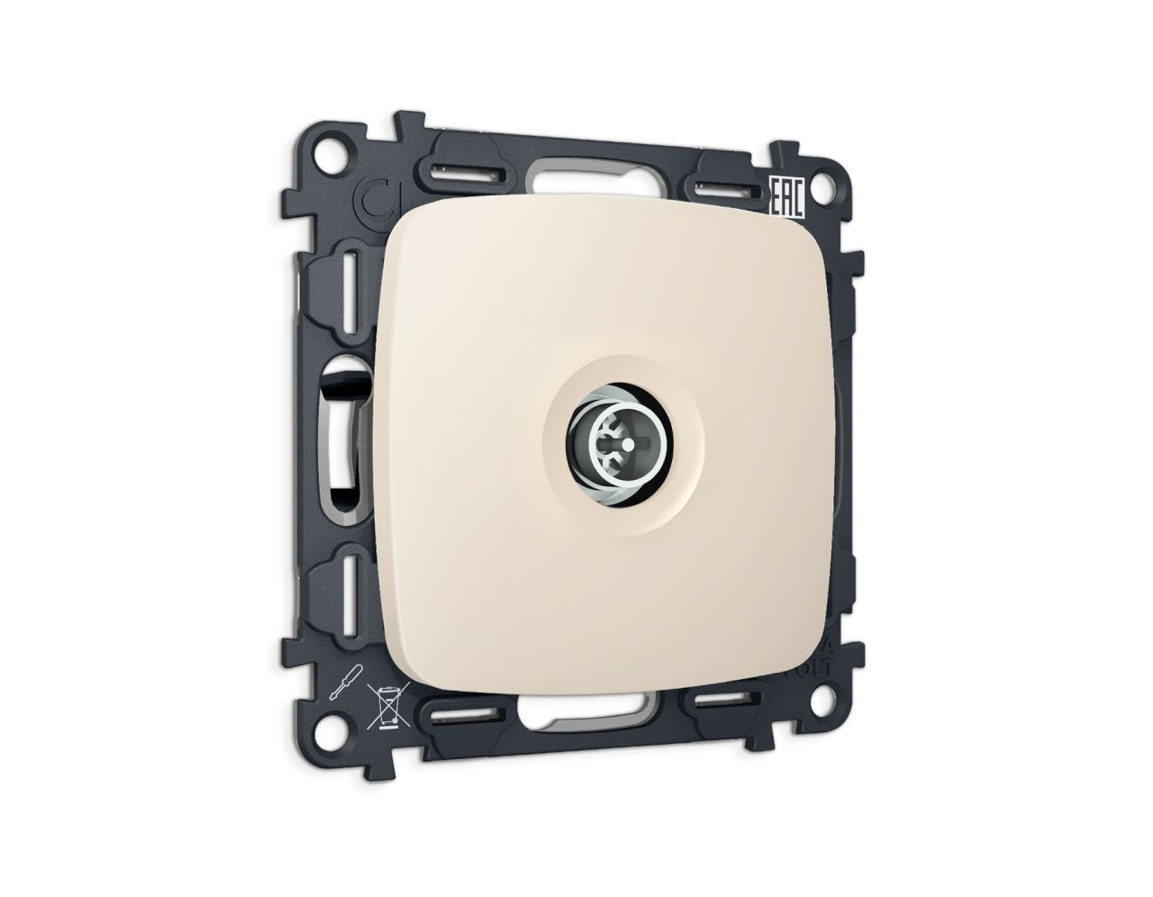 Комплект механизма TV розетки оконечной экранированной 5-1000MHz 3dB OMEGA MO333005 Бежевый матовый 