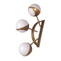 Бра Midcentury Style Triple Orb Brass and Glass Wall Lamp Loft Concept 44.382-0
