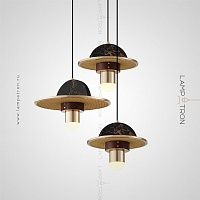 Серия подвесных светильников с мраморной полусферой и кожаным декором Lampatron AGNES B