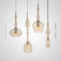 Серия подвесных светильников с фигурными плафонами из выдувного стекла SWEETNEY
