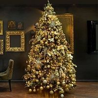 Дизайнерская Елка с Золотыми Новогодними игрушками Christmas Tree Golden Stars Loft Concept 79.007-4