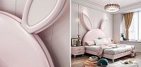 Детская кровать изголовьем в виде зайчика Розовый Loft Concept 08.061