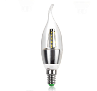 Прозрачная лампочка свеча LED E14 серебряная