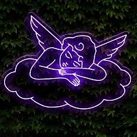 Неоновая настенная лампа Sleeping Angel Neon Wall Lamp Фиолетовый Loft-Concept 46.189-0