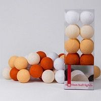 Гирлянда хлопковые фонарики Сotton Ball Orange | 10 шариков