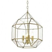 Подвесной светильник Glass & Metal Cage Pendant Gold 4 Loft Concept 40.1681