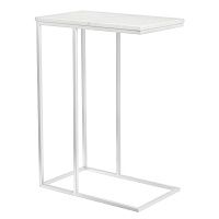 Придиванный столик Loft 50x30см белый мрамор с белыми ножками Bradexhome RF 0359