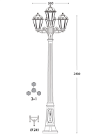 Светильник уличный FUMAGALLI RICU BISSO/SABA 3+1 K22.157.S31.WYF1R