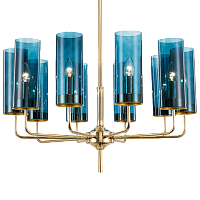 Люстра Hans-Agne Jakobsson Brass & Blue Glass Tube Chandelier 10 Loft Concept 40.1938