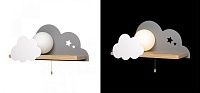 Бра с деревянной полкой серое Облако Wall Lamp Grey Cloud Loft-Concept 44.2161-3