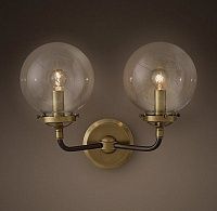 Бра Bistro Globe Clear Glass Double Sconce Brass 44.150 Loft-Concept