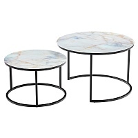 Набор кофейных столиков Tango бежевый мрамор с чёрными ножками 2шт Bradexhome RF 0354