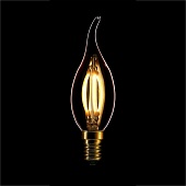 Лампа светодиодная диммируемая филаментная E14 4W 2200K свеча на ветру золотая 057-103